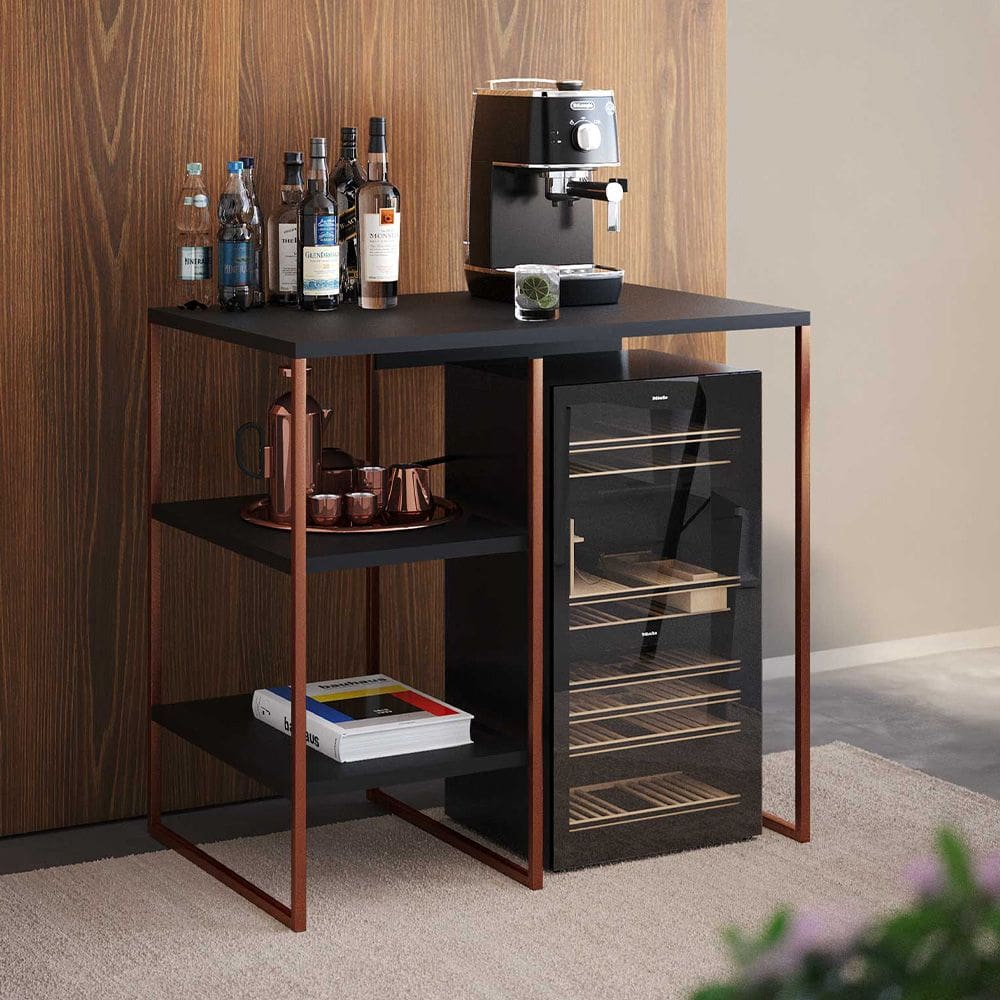 Aparador Adega Industrial Bar Barzinho Bourbon Aço Cobre e Preto 80 Cm