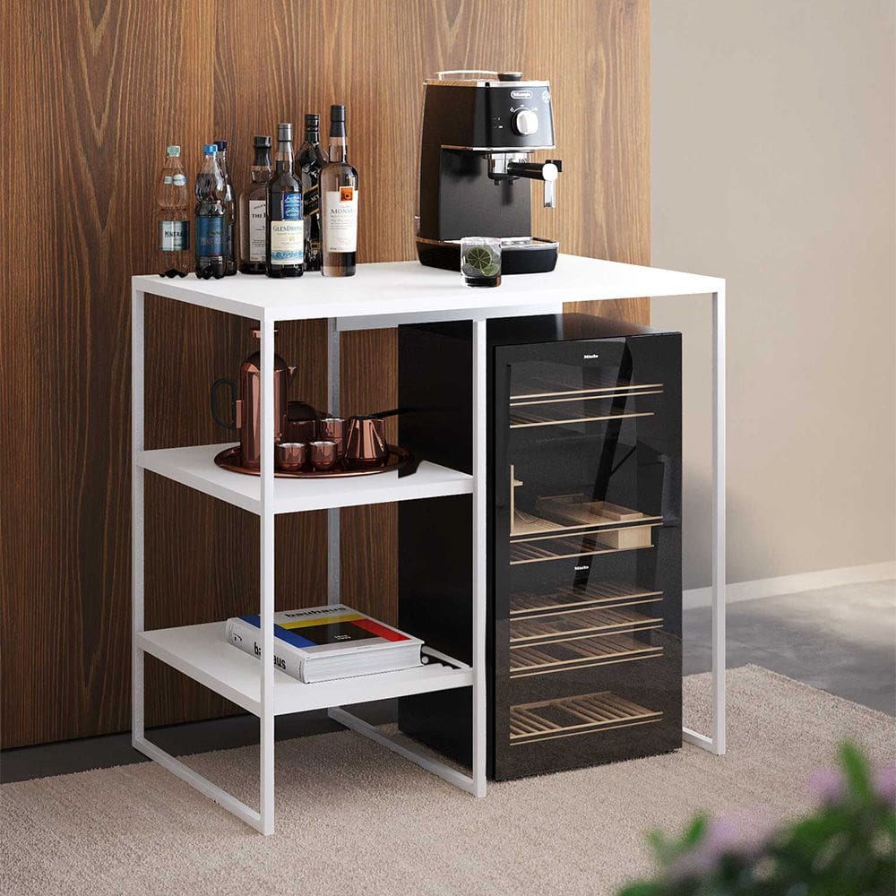 Aparador Adega Industrial Bar Barzinho Bourbon Aço Branco 80 Cm