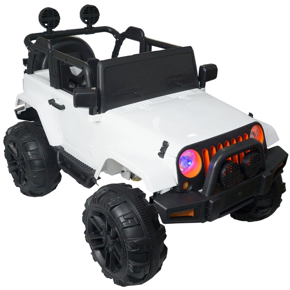 Mini Jipe Elétrico Infantil Criança 12V com Controle Remoto Luz Som Usb Mp3 Carro Importway Branco