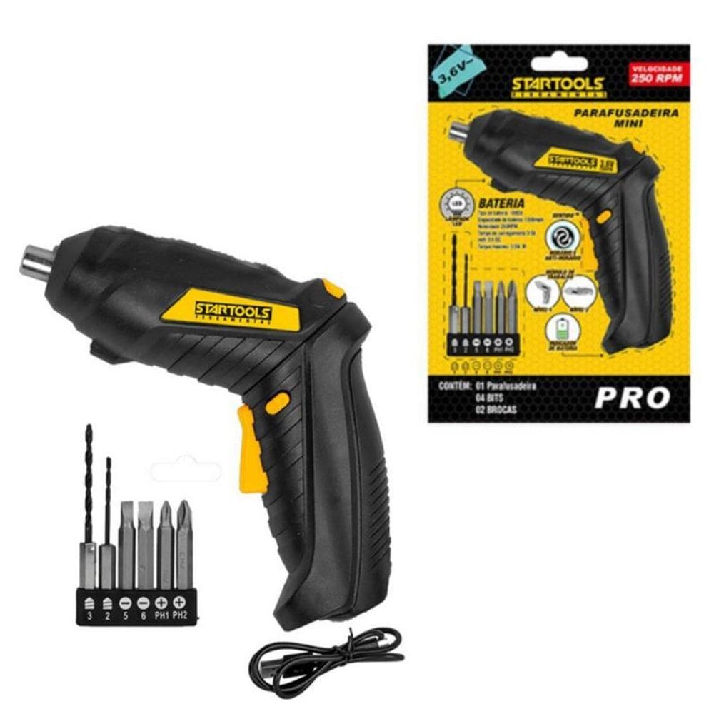 Parafusadeira Portátil 3.6V Com 6 Acessórios Inclusos