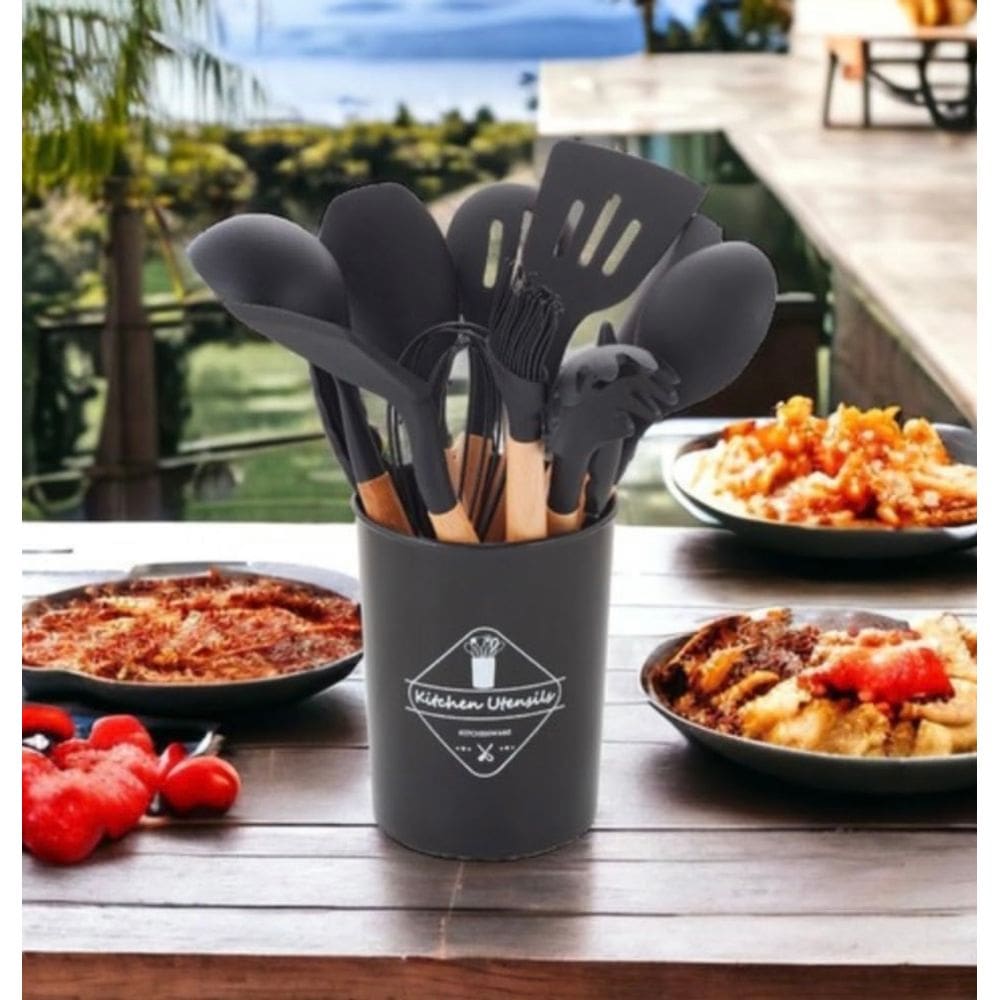 Kit Utensílios Cozinha Silicone + Escorredor X-Cell 11 Peças