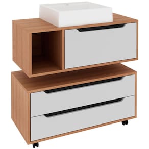 Kit Balcão e Gabinete de Banheiro com Cuba Karina