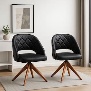 Kit com 2 Poltronas Prada com Base Giratória em Madeira Cor Castanho – Exclusiva