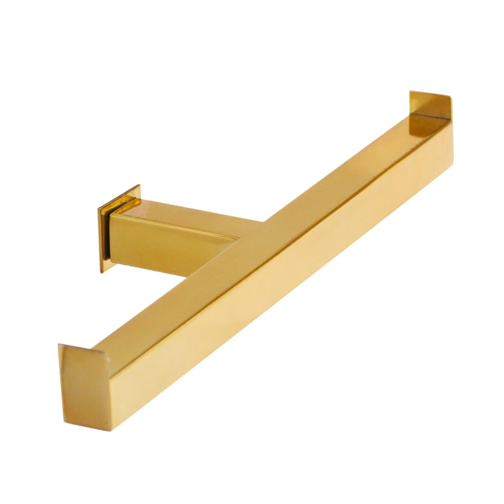 Porta Papel Higiênico de Parede Duplo para Banheiro 27cm em Aço Inox Dourado Brilhante Linha Larissa  Stainless