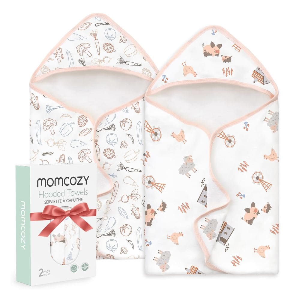 Toalha de bebê Momcozy Best Wishes com capuz, macia e absorvente