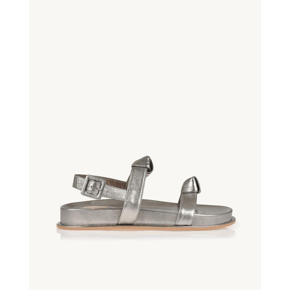 Flat Uza Couro Shine Old Silver - C26L111M0001 Prata - 34