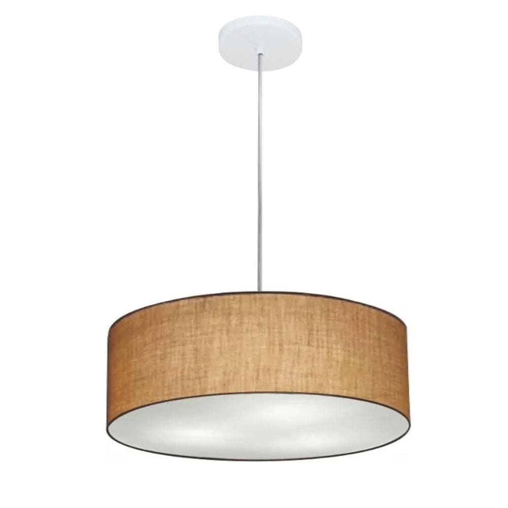 Lustre Pendente Cilíndrico Vivare Md-4132 Cúpula em Tecido 40x15cm - Bivolt