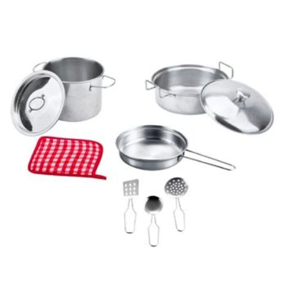 Kit Cozinha 9 Pecas Inox Dony Toys com Panelinhas e Acessorios