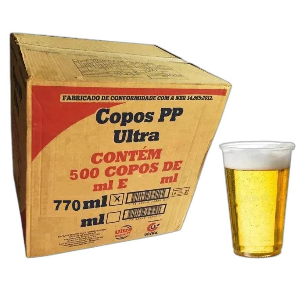 Copo Descartável Plástico 770Ml Pp Post Mix Liso  1Cx  C/500