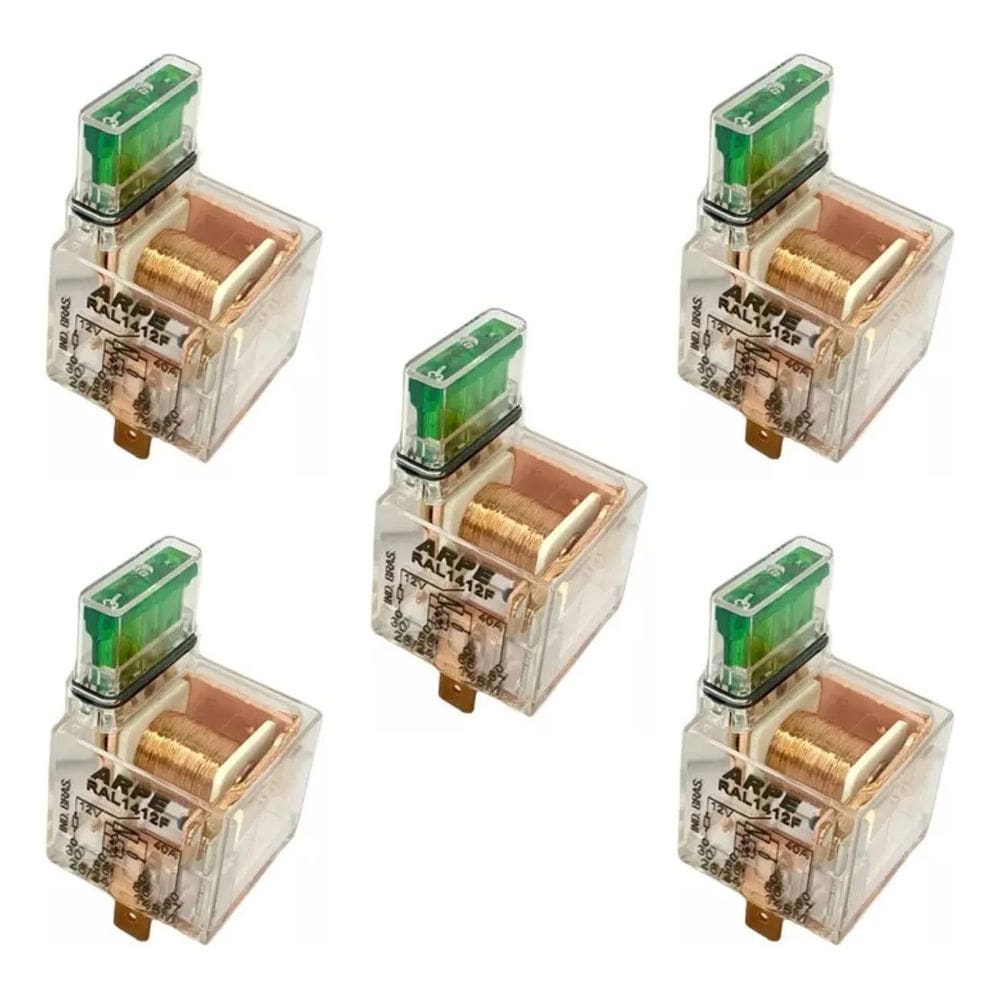 Relé Auxiliar Com Fusível Com Led 40A 12V Universal - 5 Pçs