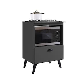 Balcão para Cooktop 4 Bocas 1 Porta Basculante e Espaço para Forno Bogotá Grafite - Art In Móveis