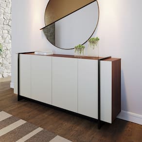 Buffet com 4 Portas para Sala 160x79cm Copacabana Off White Preto