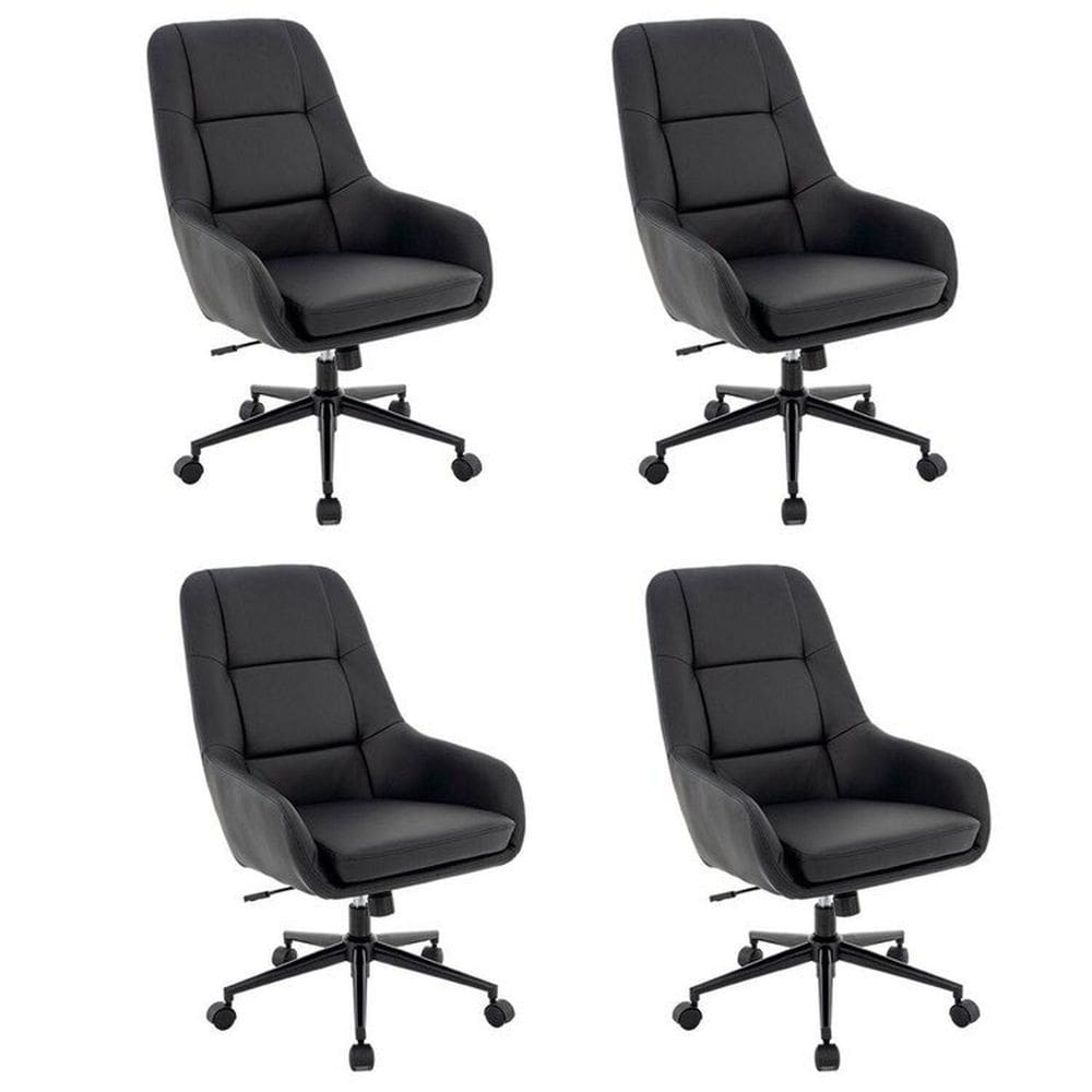 Kit 4 Cadeiras para Escritório Vegas Courino 105cm X 61cm Preto