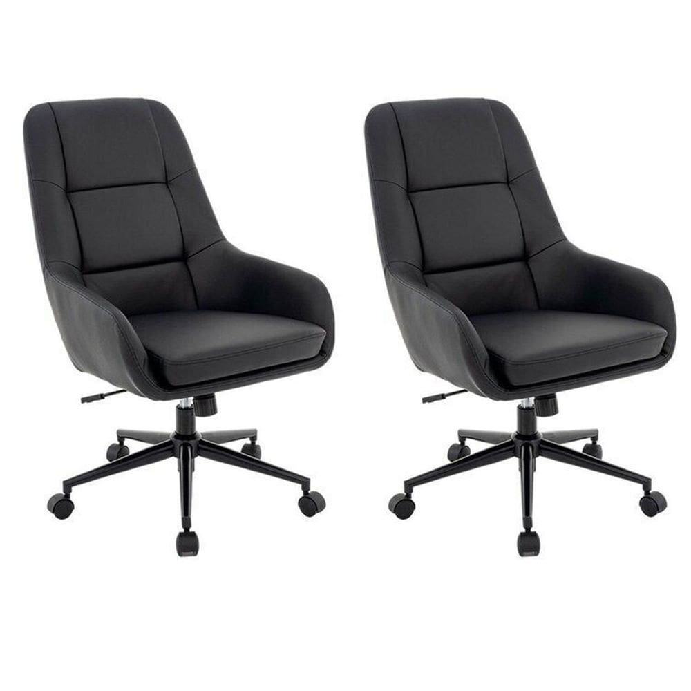 Kit 2 Cadeiras para Escritório Vegas Courino 105cm X 61cm Preto