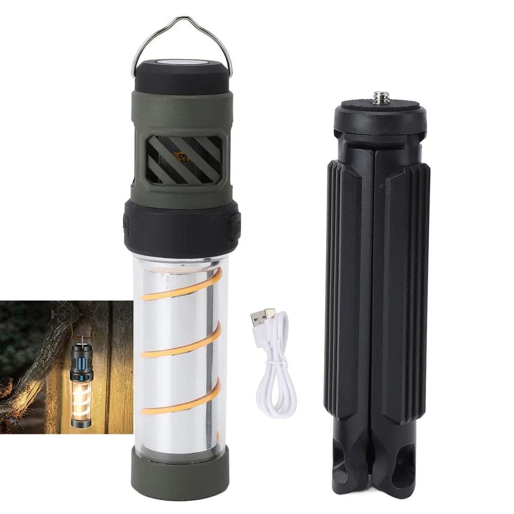 Lampada Repelente Lanterna LED Afasta Mosquito Inseto USB Bateria Recarregavel Tripe Ar Livre Lazer Acampamento Pesca