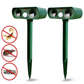 Repelente Solar Ultrassônico Kit 2 Uni Escorpião Pragas Jardim Pombos Cobras Ratos Gambas gatos Caes