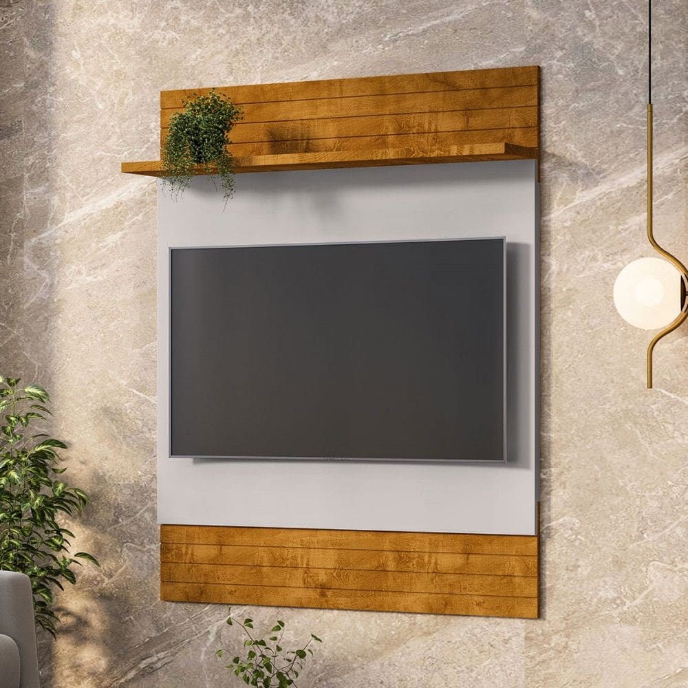 Painel para TV Até 48 Polegadas Marromvita 1 Prateleira Naturallle/Off White - Pnr Móveis