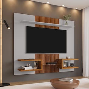 Painel para TV Até 55 Polegadas Morgan Ripado 3d Off White/Naturallle - Pnr Móveis