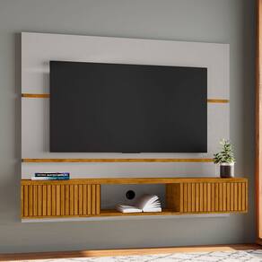 Painel para TV Até 60 Polegadas 2 Portas Dominique Ripado Off-White/Naturallle - Pnr Móveis