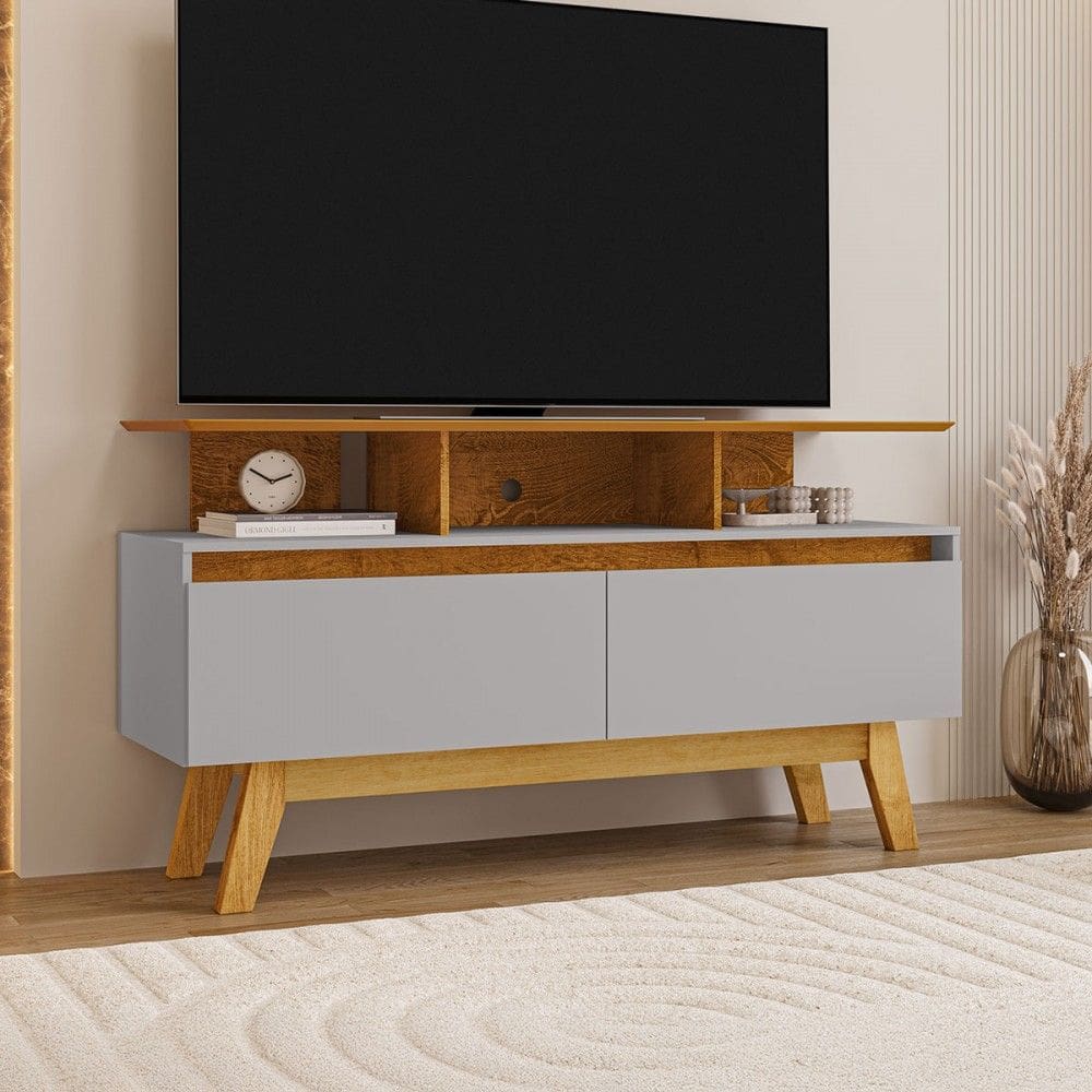 Rack para TV Até 50 Polegadas Mansell 2 Portas Naturallle/Off White - Pnr Móveis