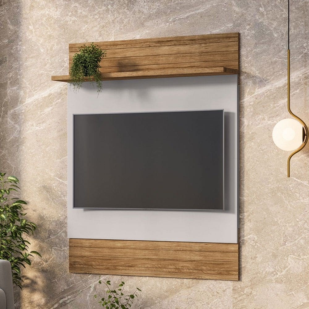 Painel para TV Até 48 Polegadas Marromvita 1 Prateleira Cinamomo/Off White - Pnr Móveis