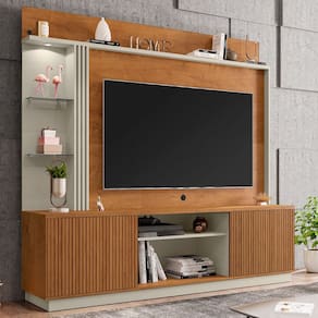 Estante para TV Até 65 Polegadas Brunner 2 Portas Naturallle/Off White - Pnr Móveis