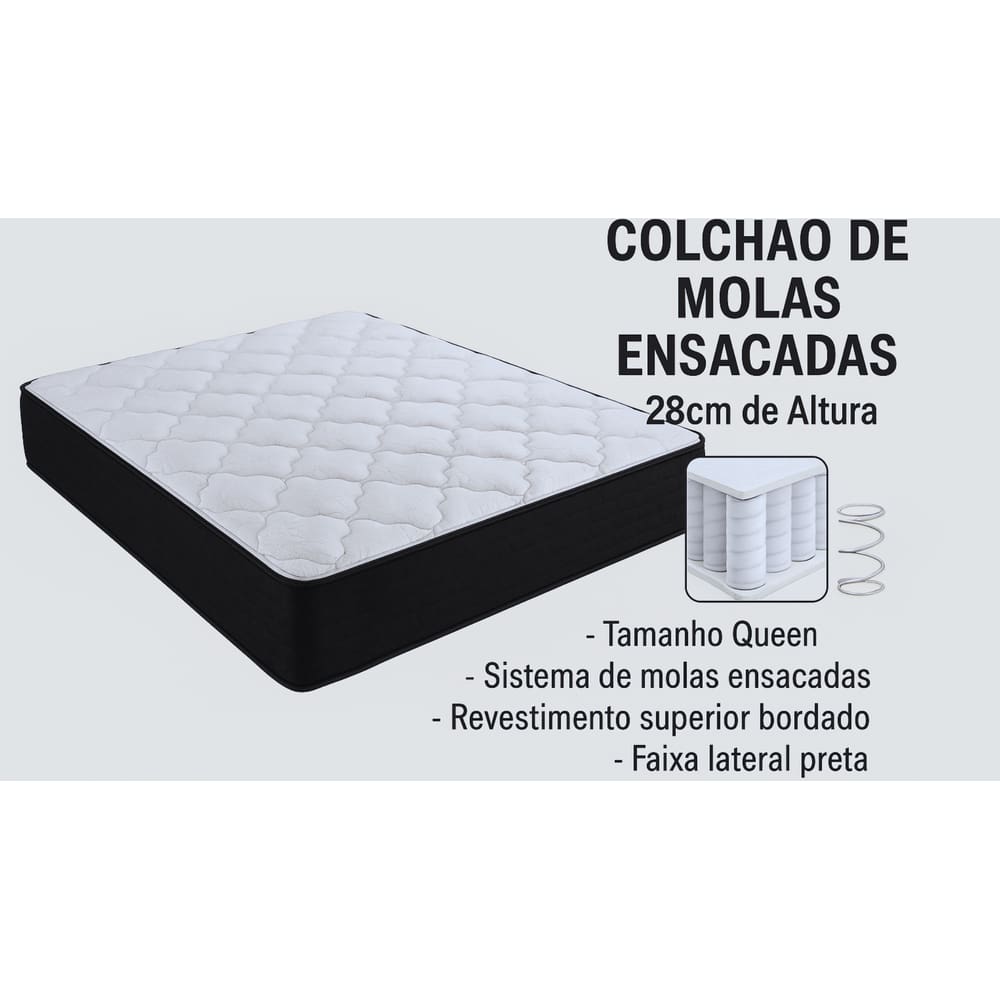 Colchão Queen Molas Ensacadas 28x158x198