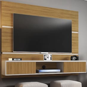 Painel para TV Até 60 Polegadas 2 Portas Dominique Cinamomo/Off White - Pnr Móveis