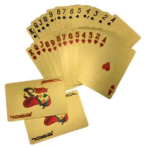 Baralho Dourado Ouro Folheado A Prova D`água 54 Cartas