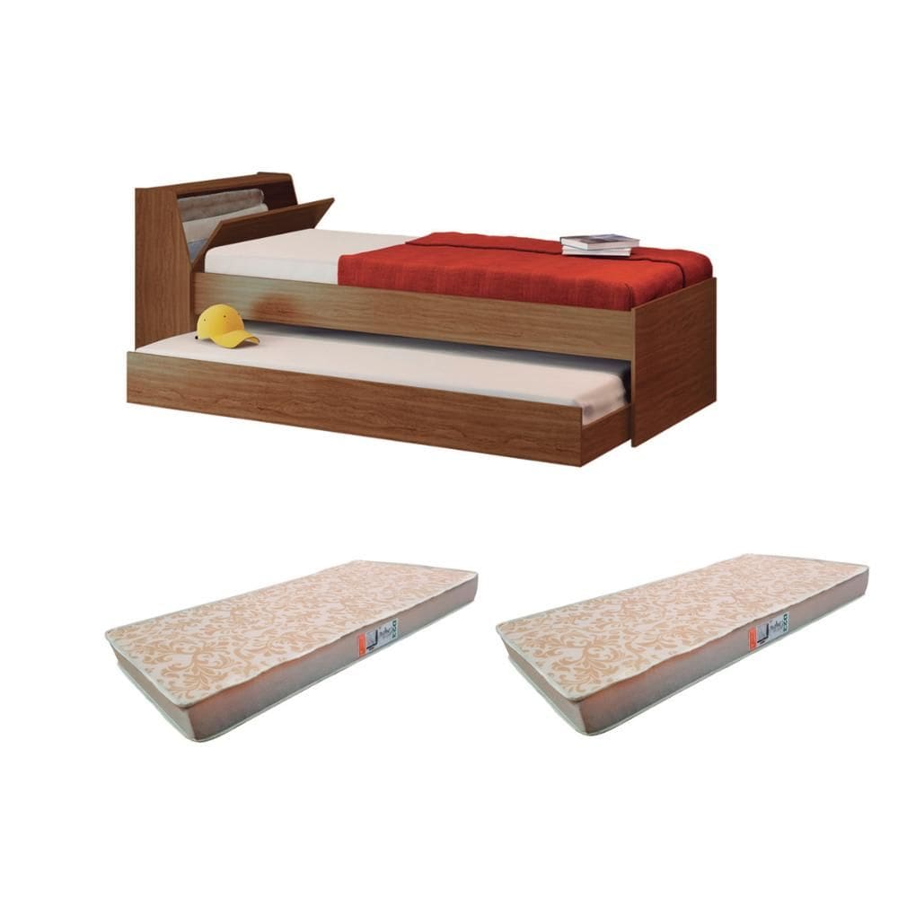 Cama Solteiro Bicama Com 2 Colchões Ditália BB-28 Diamond CZ