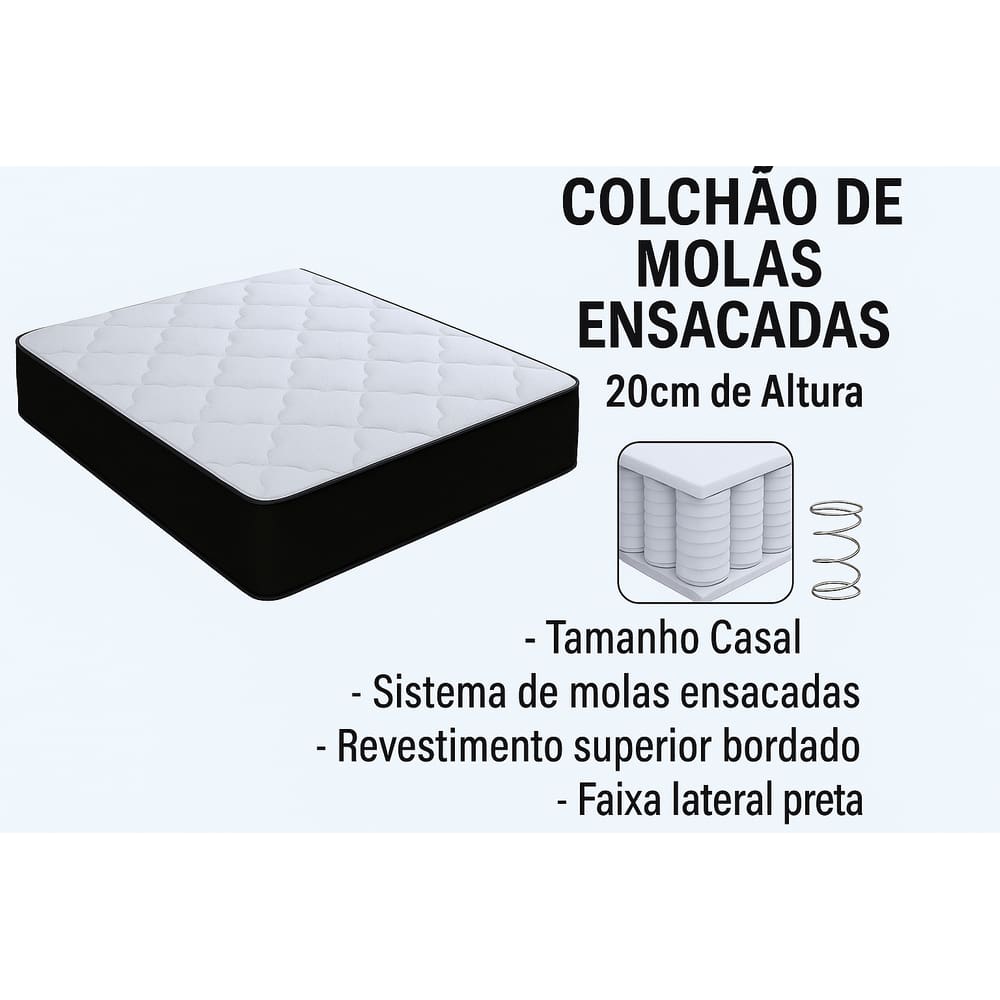 Colchão Casal Mola Ensacada 188x138x20