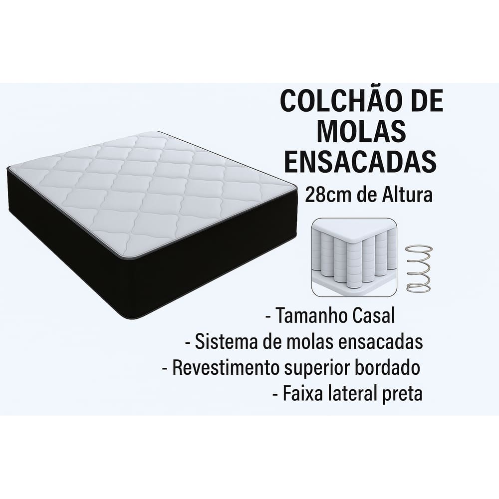 Colchão Casal  Mola Ensacada 188x138x28