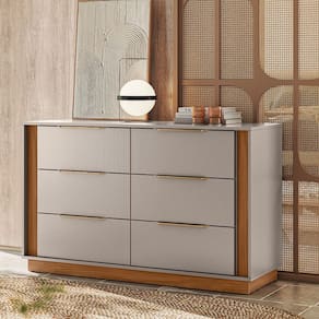 Cômoda com 6 Gavetas Giardino Nogueira Touch Nude Prime TX Demóbile
