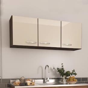 Armário Aéreo Modulado Fidelitá Suiça 120cm 3 Portas Noce/Off-White
