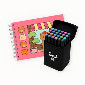 Kit Livro Colorir ROSA Bobbie Goods + 36 Canetas Ponta Dupla