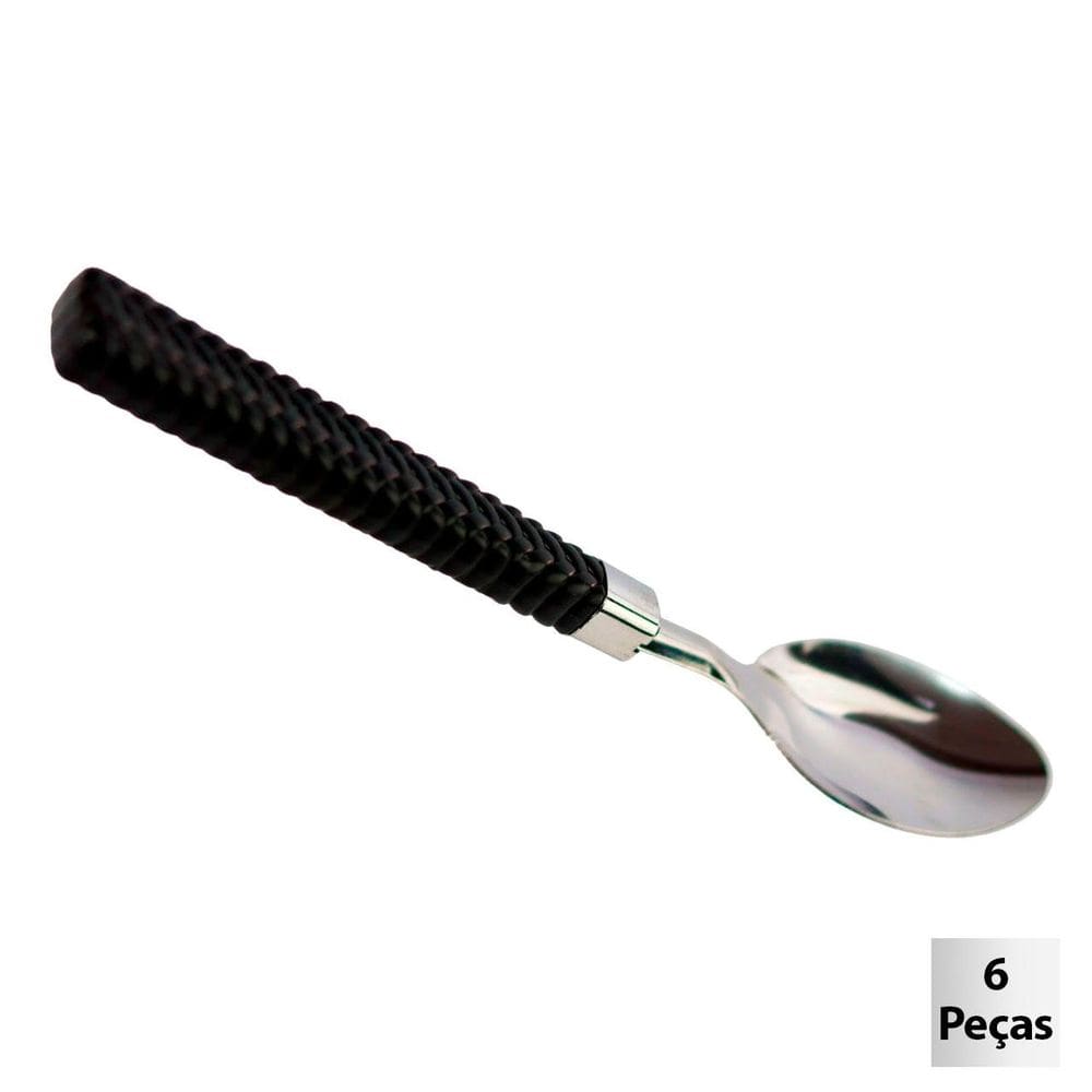 Colher de Mesa Inox 6 Peças Gramado Preto - Tudo em Caixa