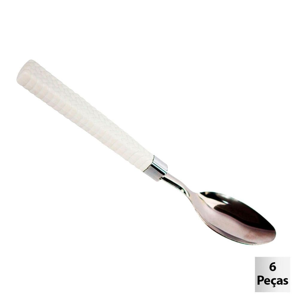 Colher de Mesa Inox 6 Peças Gramado Branco - Tudo em Caixa