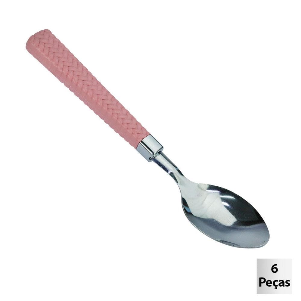 Colher de Mesa Inox 6 Peças Gramado Rosa - Tudo em Caixa