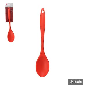 Colher de Silicone 29cm Anti Risco Vermelha - Tudo em Caixa
