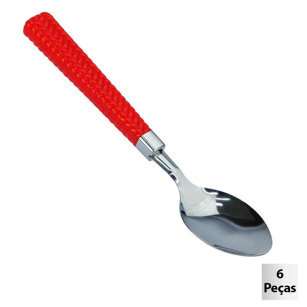 Colher de Mesa Inox 6 Peças Gramado Vermelho - Tudo em Caixa
