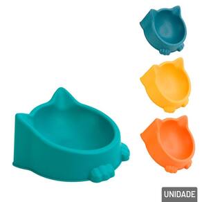 Comedouro de Plástico Para PET 17cm Gato Color - Tudo em Caixa