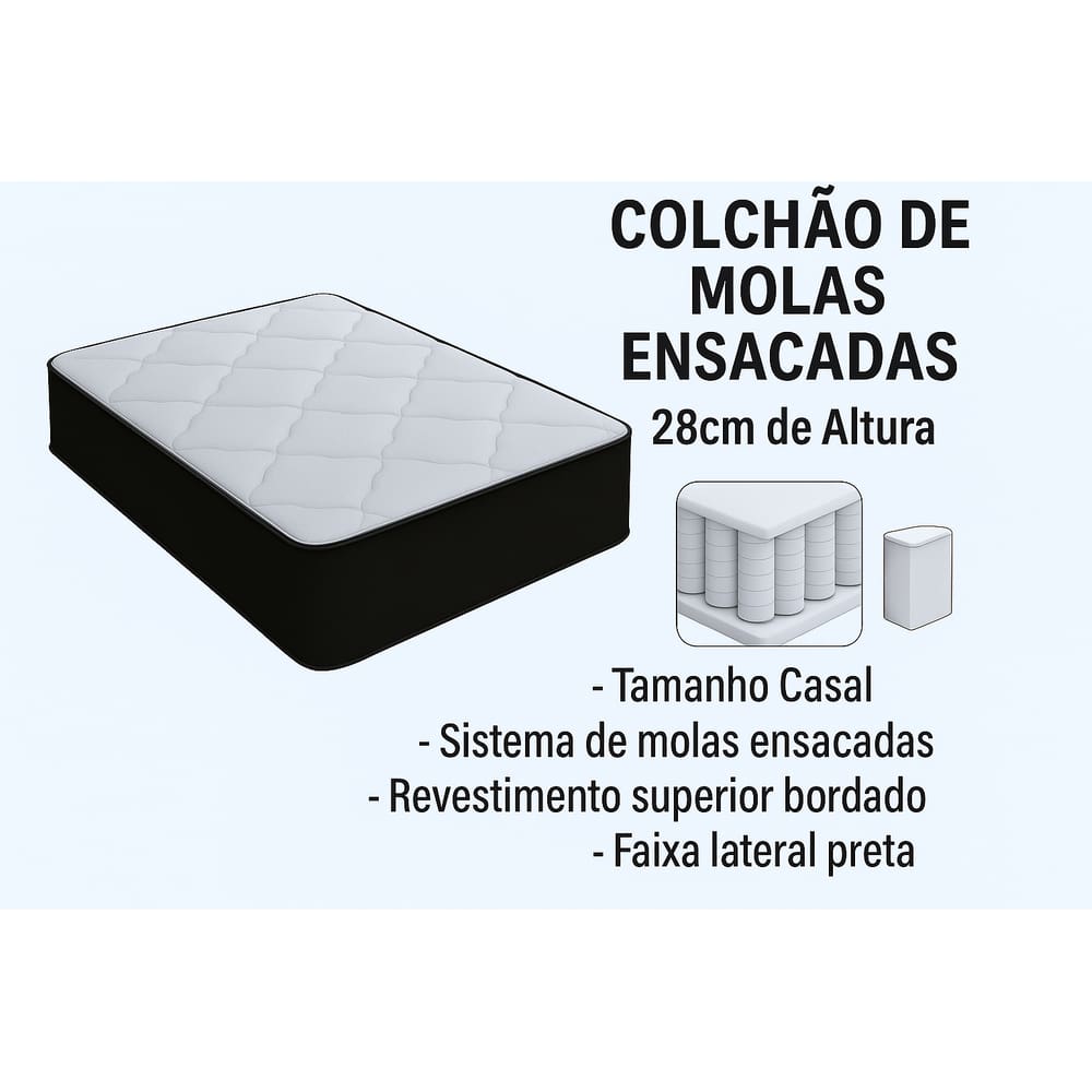 Colchão Casal Sp Móveis  Mola Ensacada 138x188x28