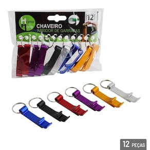 Chaveiro de Metal 6cm 12 Peças Abridor Garrafa - Tudo em Caixa