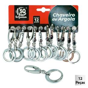 Chaveiro de Metal 8cm 12 Pçs com Gancho - Tudo em Caixa