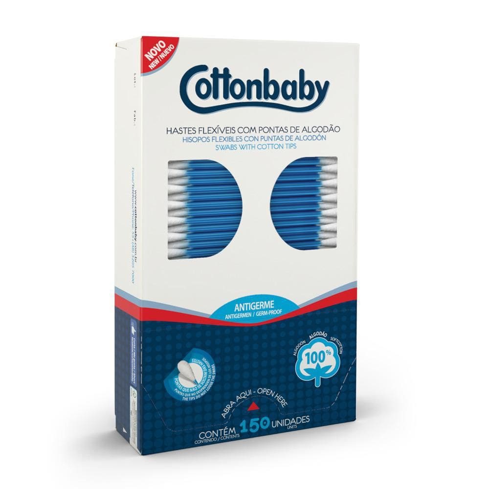 Haste Flexível Cottonbaby Cartucho 150 Unidades