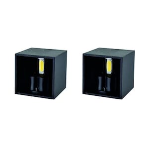 Kit 2 Arandelas Mini Led 2w 3000k Facho Ajustável Preta - Areas Internas