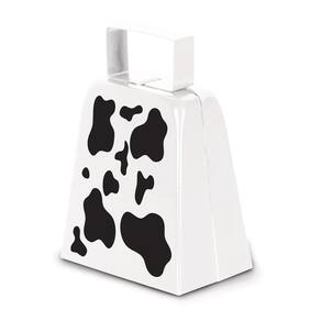 Estampa de vaca em metal Cowbell Beistle Novelty, branca/preta, 10 cm