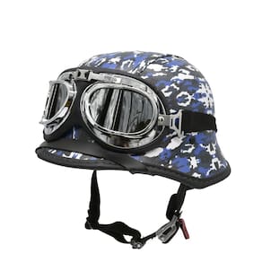 Capacete Bike/Scooter Alemão Camuflado Azul Espelhado P