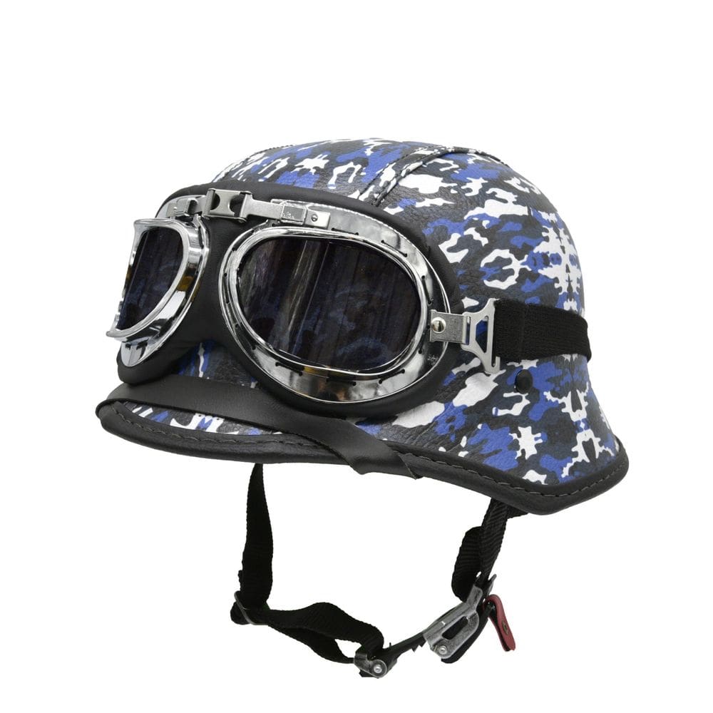 Capacete Bike/Scooter Alemão Camuflado Azul Fume Gg