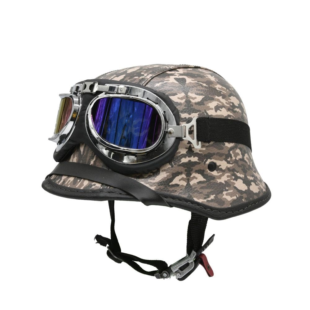 Capacete Bike/Scooter Alemão Camuflado Marrom Azul Pp